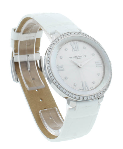 Pre-Owned Baume & Mercier Promesse 34mm Quartz Diamond Ladies Watch M0A10165