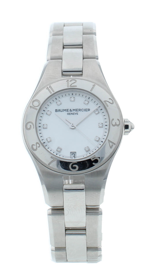 Baume & Mercier Linea White MOP Diamond Dial 27mm Ladies Watch M0A10011