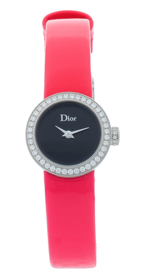 Dior La D De 19mm Black Dial Diamond Bezel Quartz Ladies Watch CD040110A011