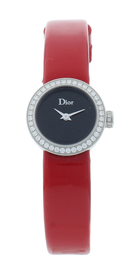 Dior La D De 19mm Black Dial Diamond Bezel Quartz Ladies Watch CD040110A018