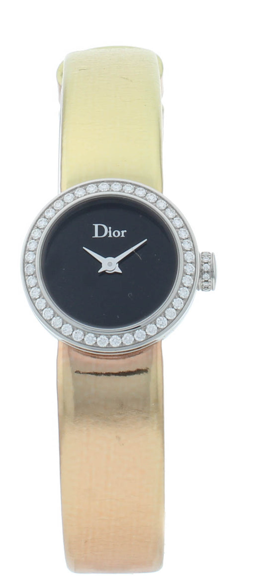 Dior La D De 19mm Black Dial Diamond Bezel Quartz Ladies Watch CD040110A015