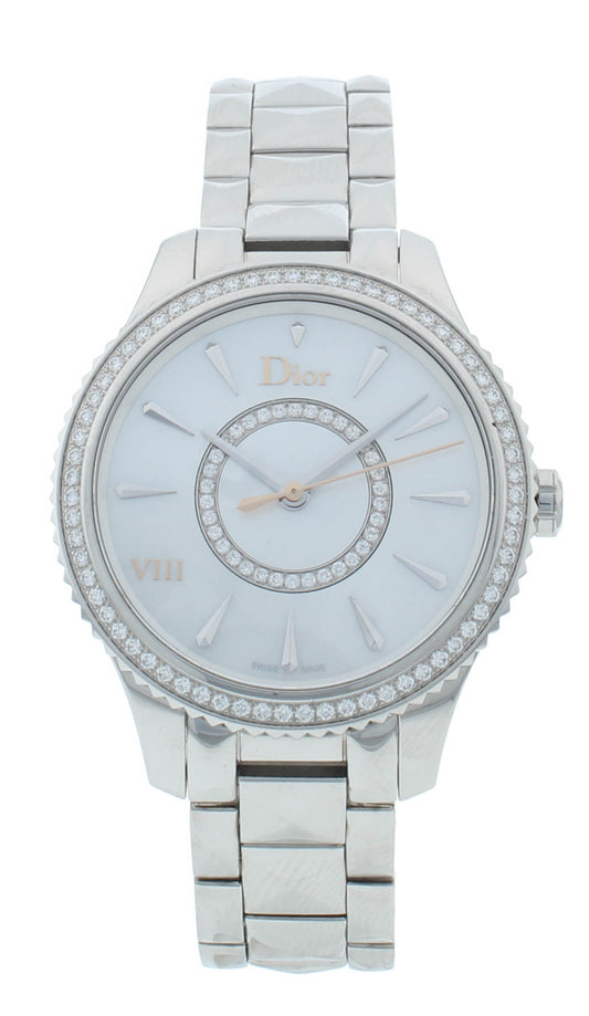 Dior Montaigne 32mm MOP Diamond Dial & Bezel Quartz Ladies Watch CD152111M001