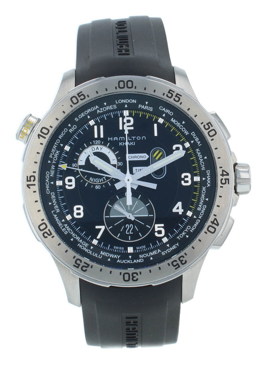 Hamilton Worldtimer Chronograph Black Dial Quartz 45mm Men's Watch H76714335