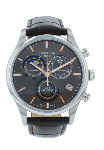 Certina DS-8 Chrono Moon-Phase Quartz Brown Dial 42mm Men's Watch C0334501608100