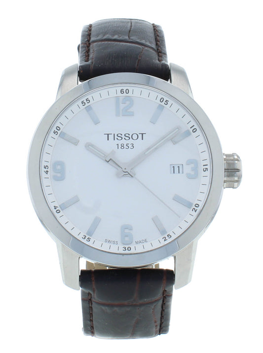 Tissot PRC 200 White Dial Quartz 39mm Leather Strap Men's Watch T0554101601701