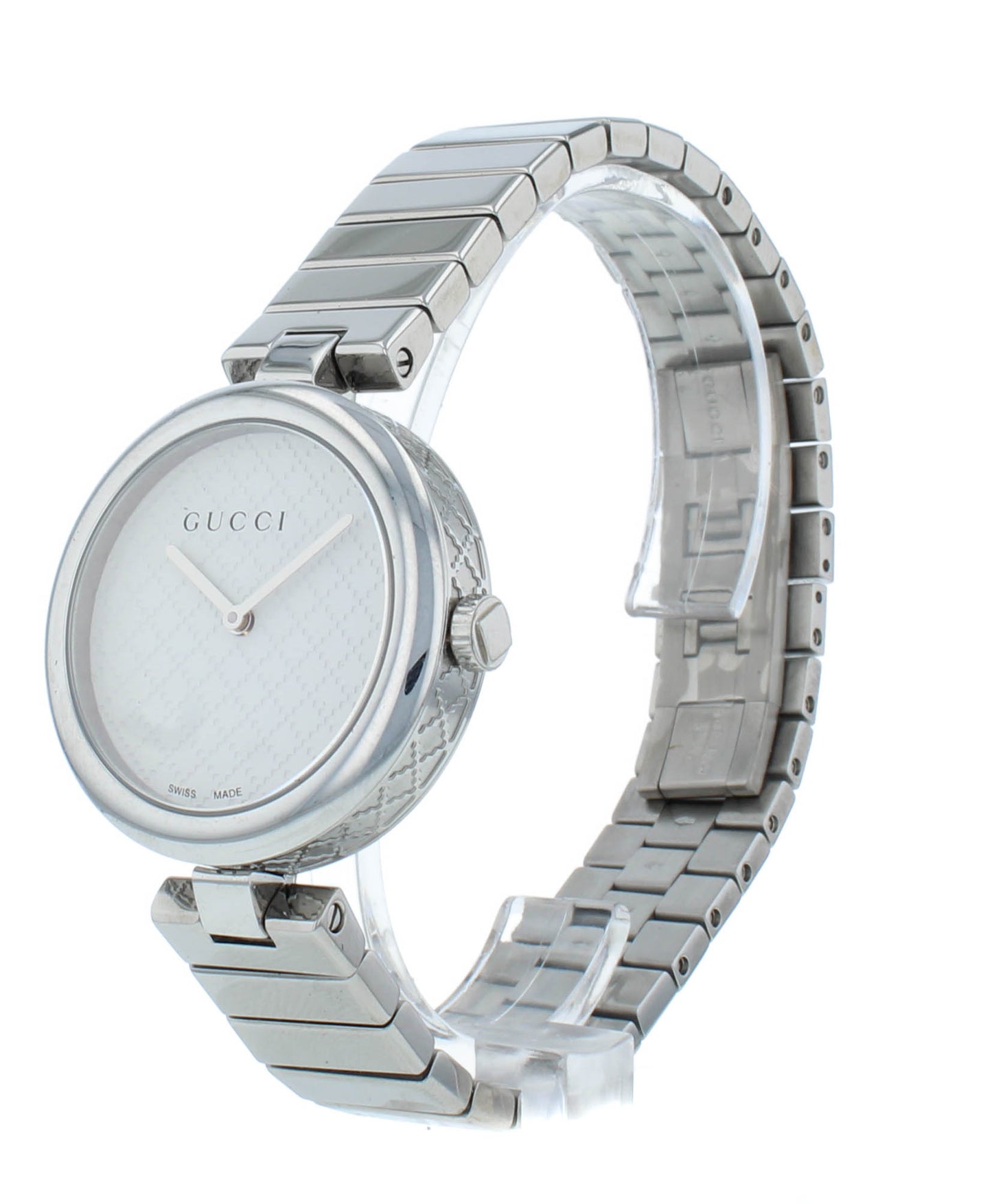 Gucci Diamantissima White Dial Stainless Steel 32mm Quartz Ladies Watch YA141402