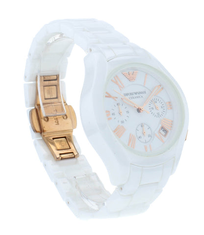 Emporio Armani Ceramica 39mm Chronograph White Dial Quartz Ladies Watch AR1417