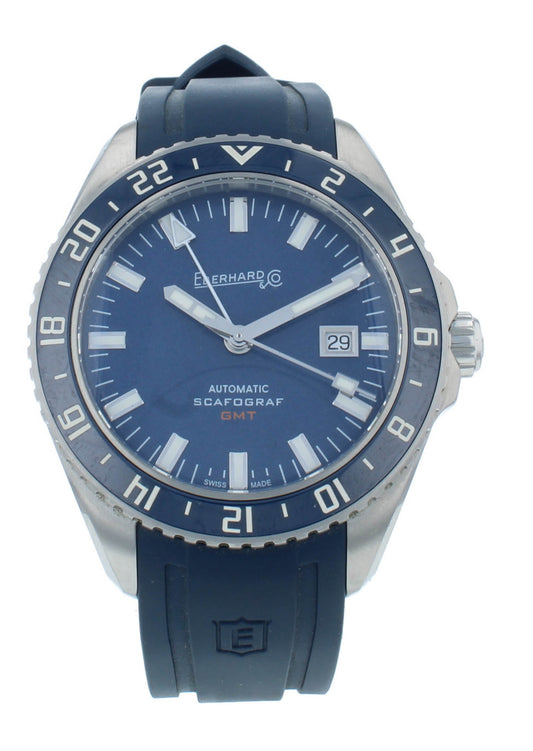 Eberhard & Co. Scafograf 300 Auto GMT Blue Dial 43mm Men's Watch 41034