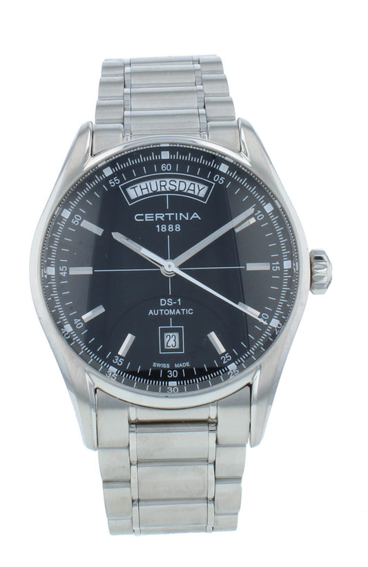Certina DS 1 Automatic Day Date Black Dial 39mm Men's Watch C0064301105100