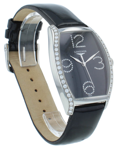 Longines Evidenza Quartz Black Dial 33mm Diamond Bezel Ladies Watch L26550572