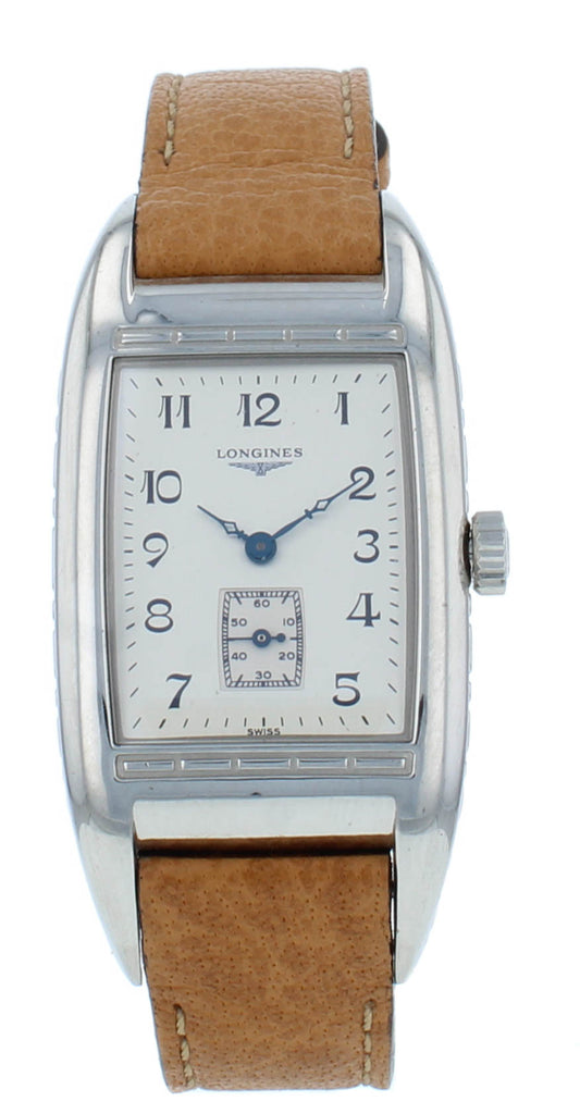 Longines BelleArti 24.6mm Auto Brown Strap White Dial Ladies Watch L25010834