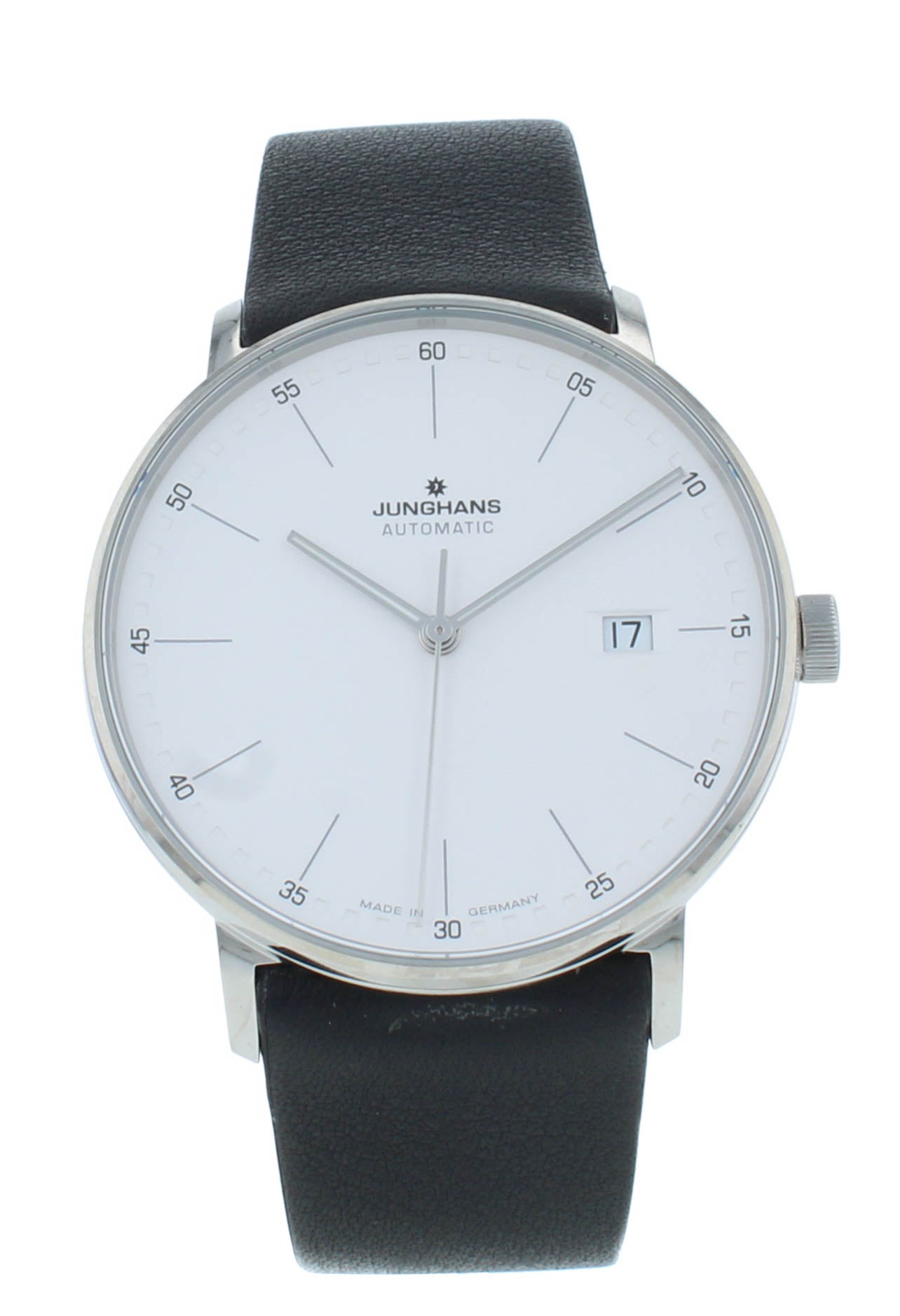 Junghans Form A Automatic 39mm White Dial Black Strap Men's Watch 027/4730.00