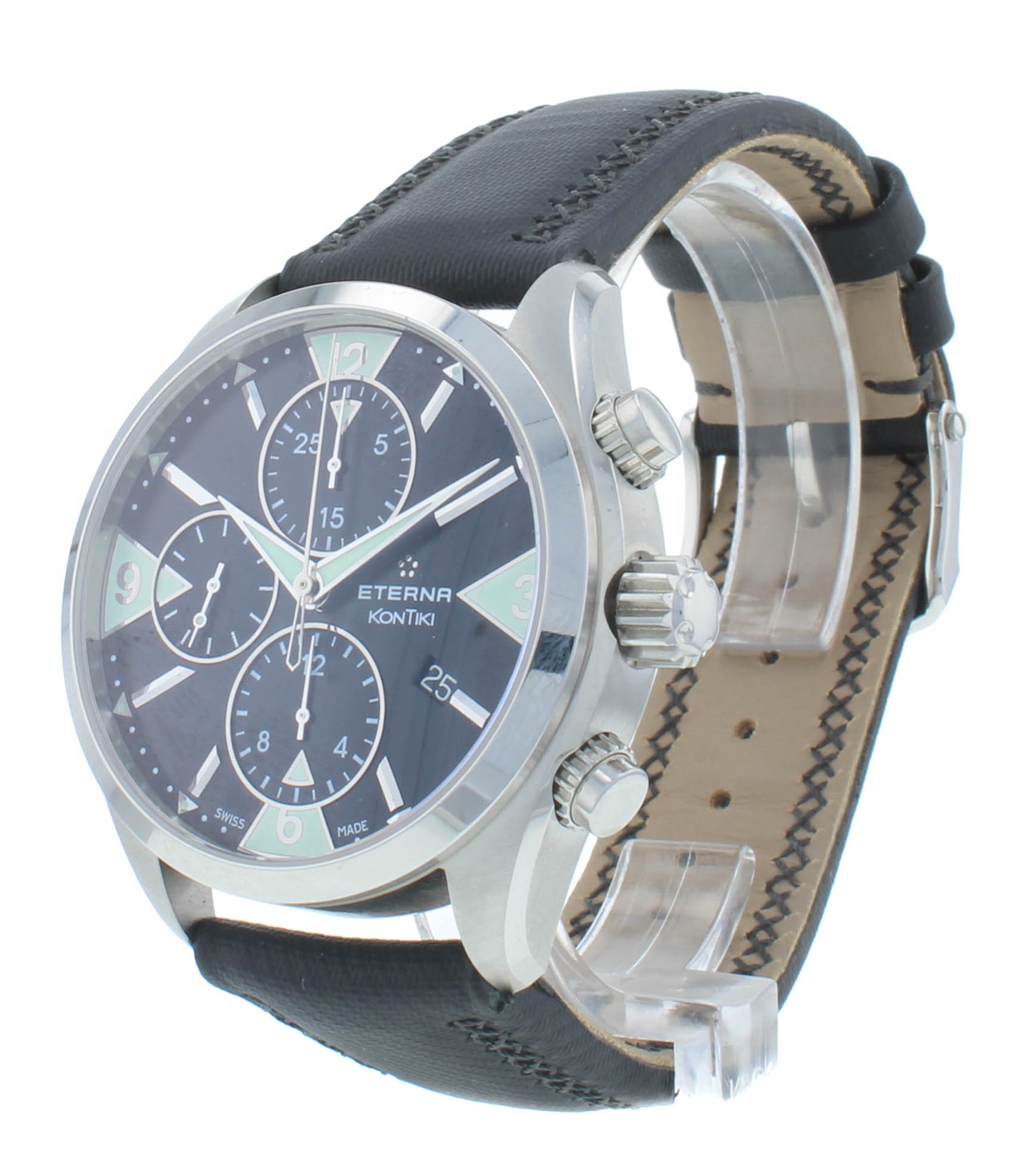 Eterna KonTiki 42mm Automatic Chronograph Black Dial Men's Watch 1240.41.43.1184