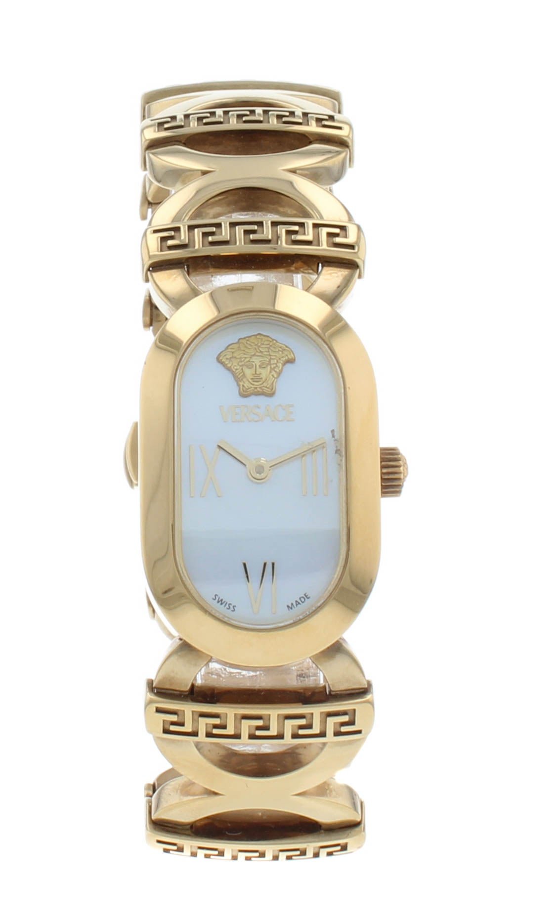 Pre-Owned Versace White MOP Dial Quartz Gold Plated Ladies Watch SSQ90D009