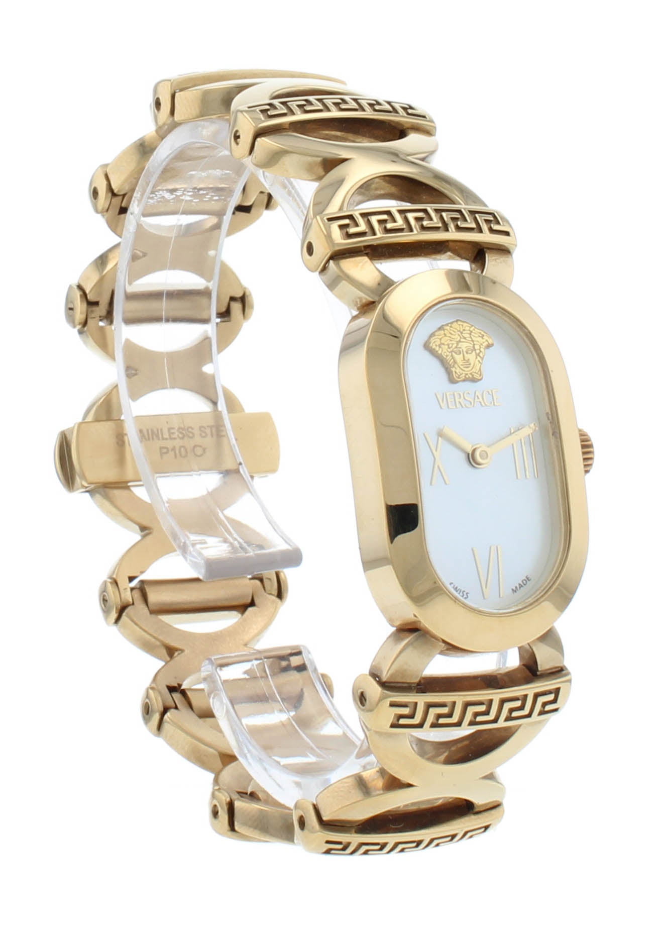 Pre-Owned Versace White MOP Dial Quartz Gold Plated Ladies Watch SSQ90D009