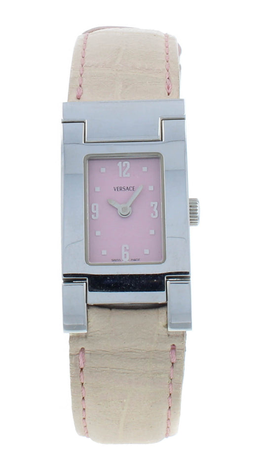 Pre-Owned Versace White Pink Dial & Strap Quartz 18mm Ladies Watch ASQ99