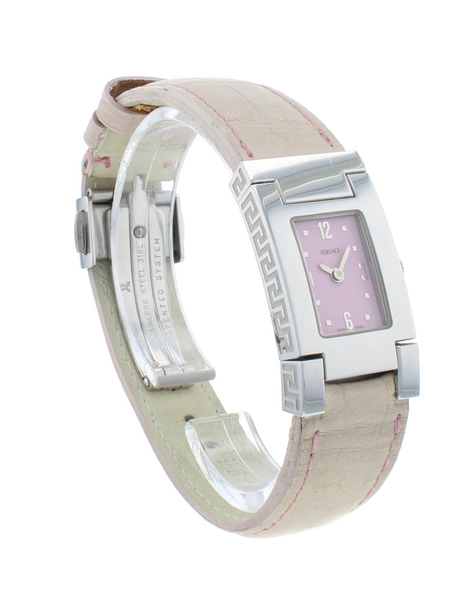 Pre-Owned Versace White Pink Dial & Strap Quartz 18mm Ladies Watch ASQ99