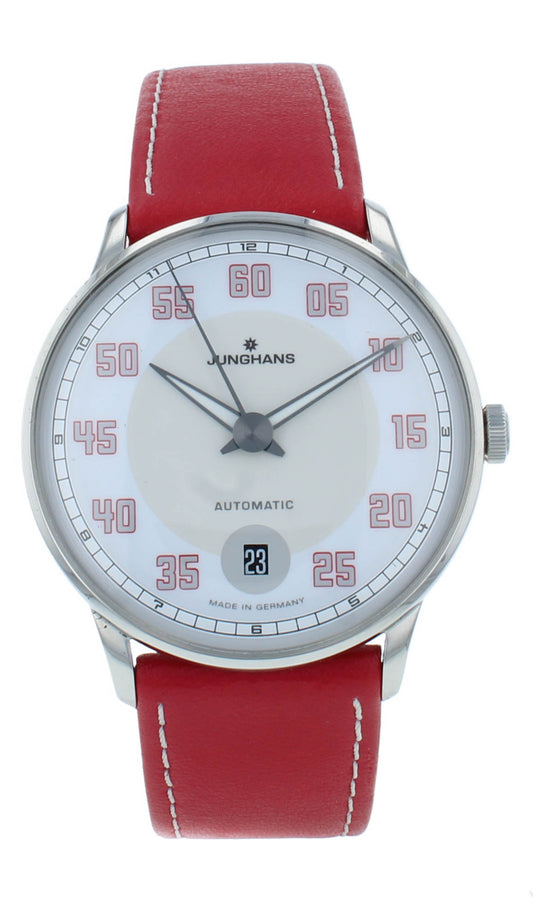 Junghans Meister Driver Automatic Red Strap White Dial Men's Watch 027/4716.00