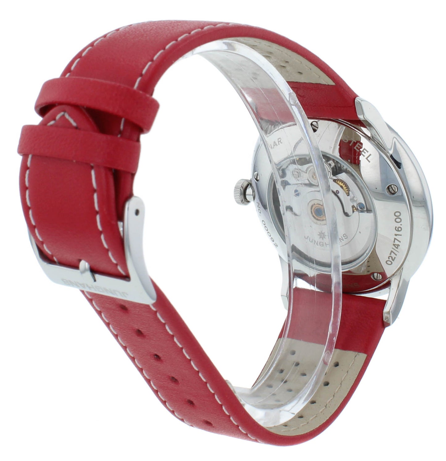 Junghans Meister Driver Automatic Red Strap White Dial Men's Watch 027/4716.00