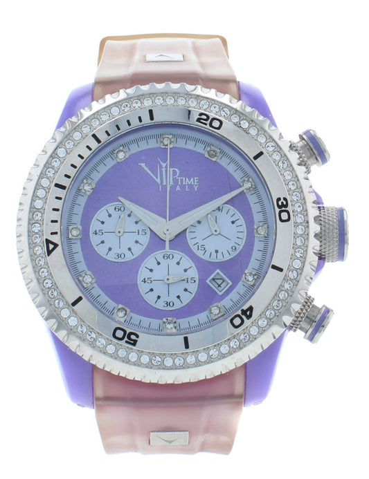 V.I.P Time Charme Collection 42mm Purple Dial Ruibber Strap Unisex Watch 26069
