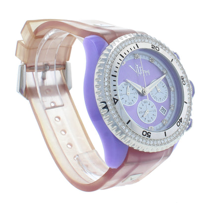 V.I.P Time Charme Collection 42mm Purple Dial Ruibber Strap Unisex Watch 26069