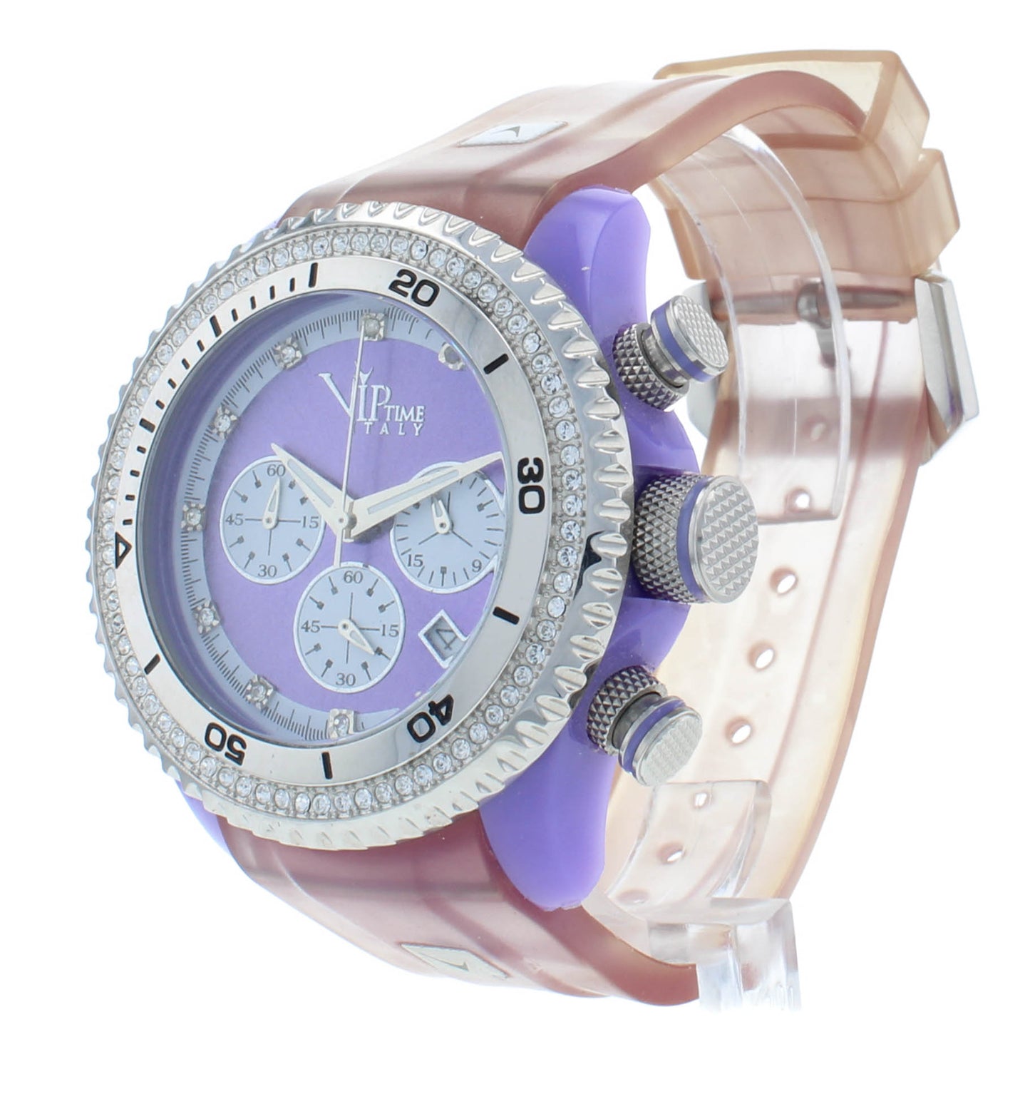 V.I.P Time Charme Collection 42mm Purple Dial Ruibber Strap Unisex Watch 26069