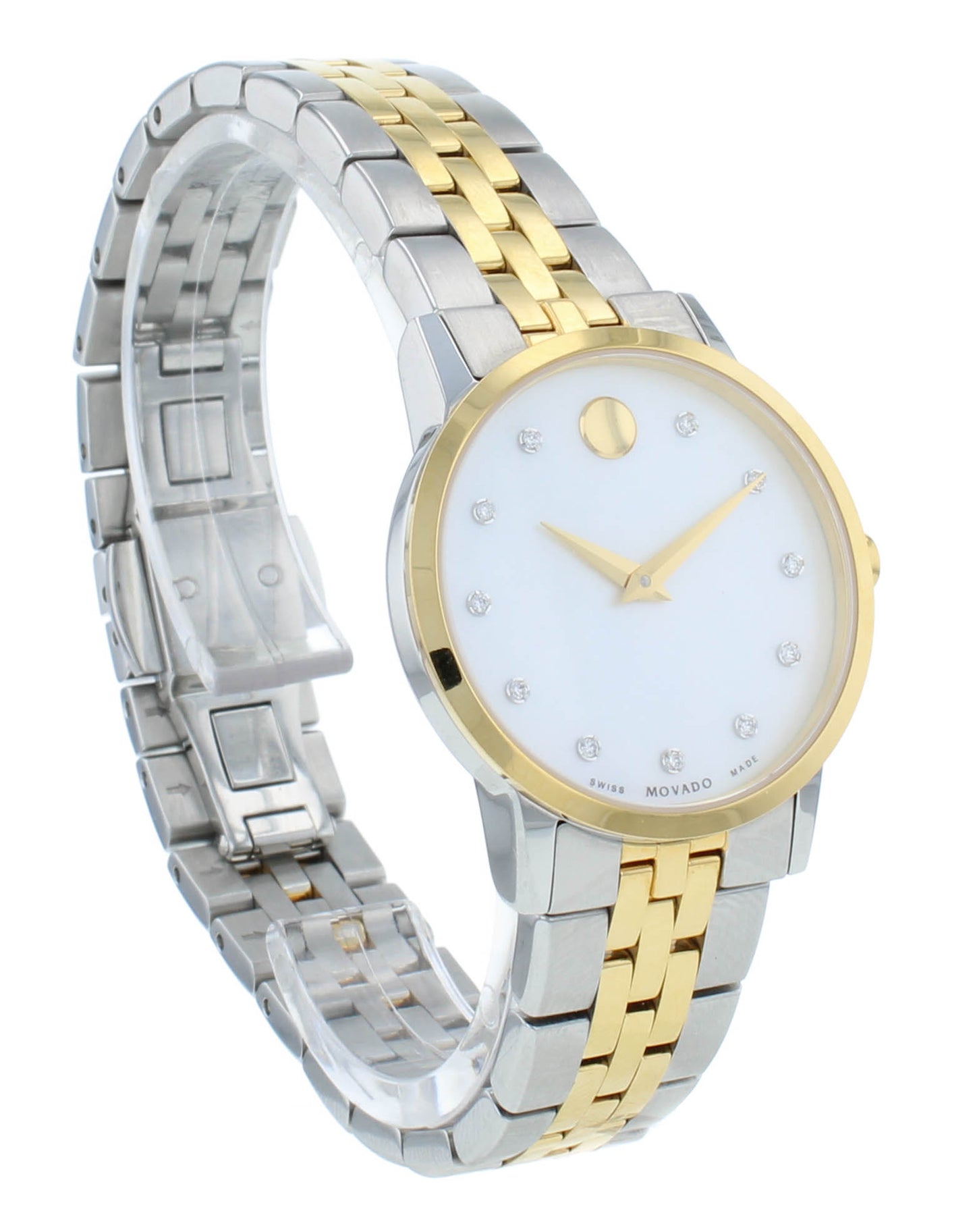 Movado Museum Classic 28mm White MOP Dial Two-Tone Quartz Ladies Watch 607208