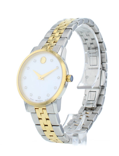 Movado Museum Classic 28mm White MOP Dial Two-Tone Quartz Ladies Watch 607208