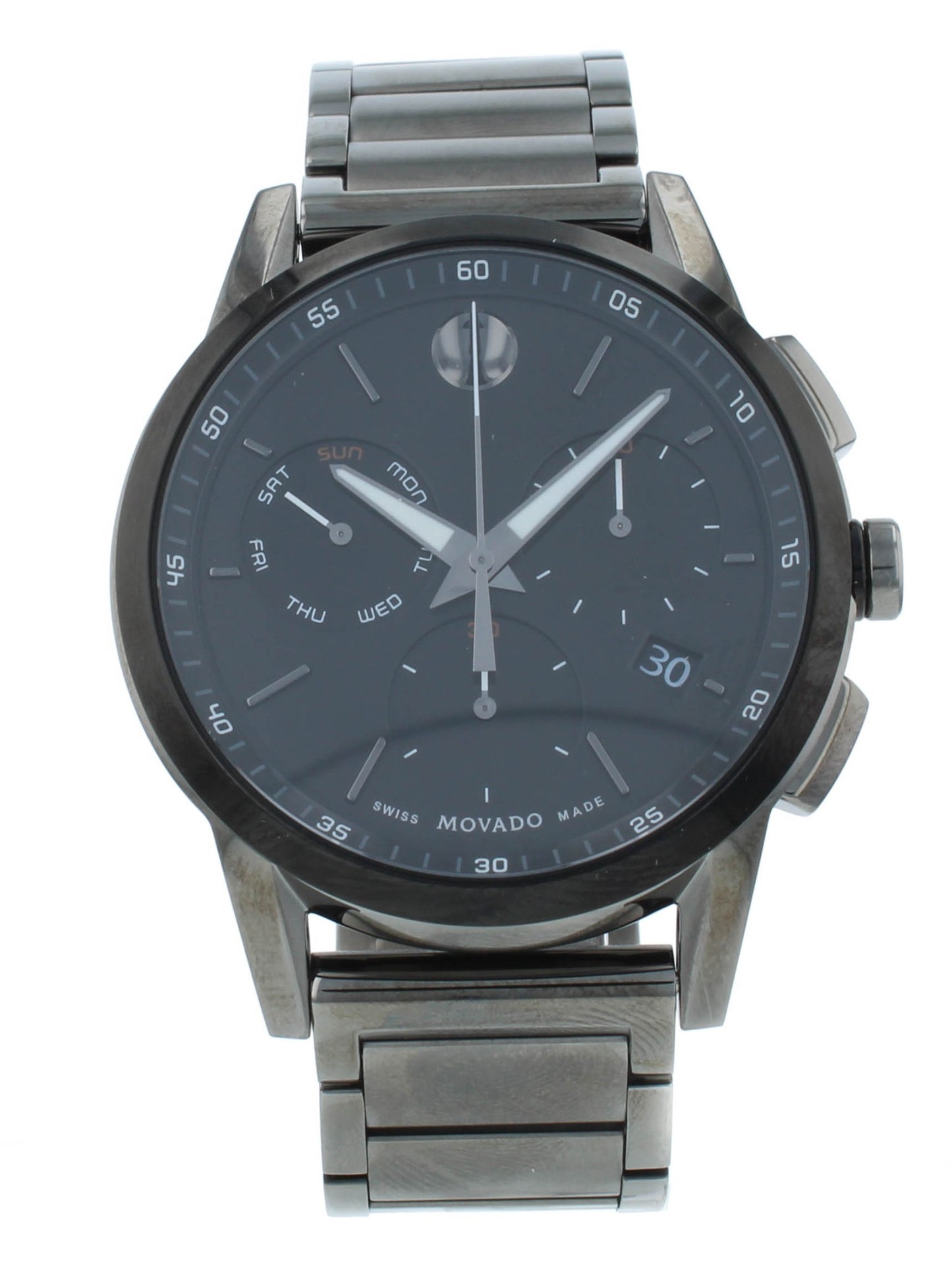 Movado Museum 44mm Chrono Stainless Steel Black Dial Quartz Men's Watch 607291