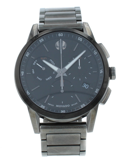 Movado Museum 44mm Chrono Stainless Steel Black Dial Quartz Men's Watch 607291