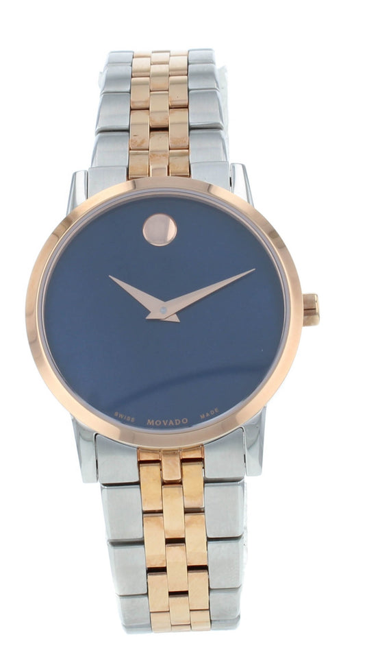 Movado Museum Classic 28mm Quartz Two-Tone Blue Dial Ladies Watch 607268