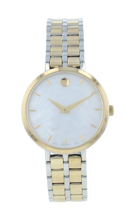 Movado Kora 28mm Quartz White MOP Dial Two-Tone Ladies Watch 607323