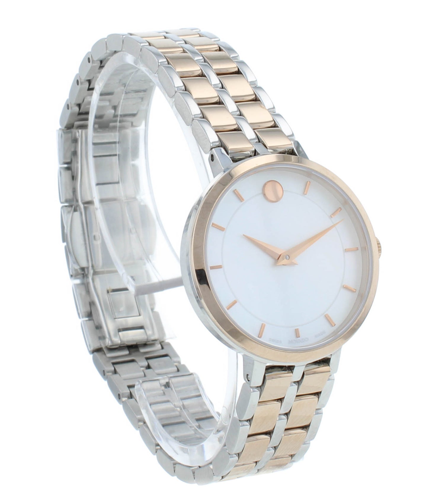 Movado Kora 28mm Quartz White MOP Dial Two-Tone Ladies Watch 607324