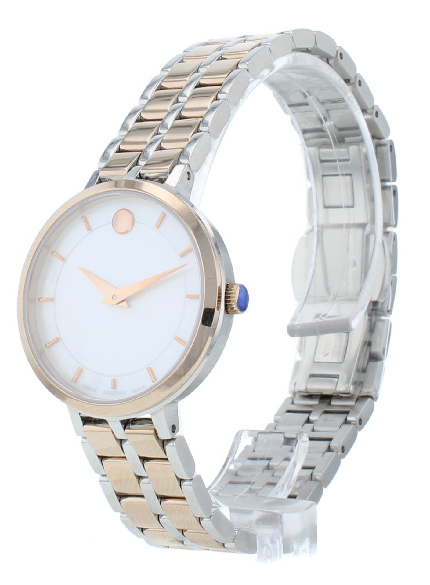 Movado Kora 28mm Quartz White MOP Dial Two-Tone Ladies Watch 607324