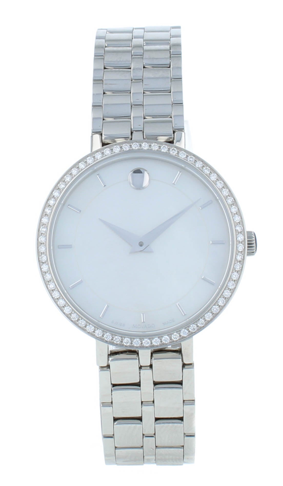 Movado Kora 28mm Quartz White MOP Dial Stainless Steel Ladies Watch 607325