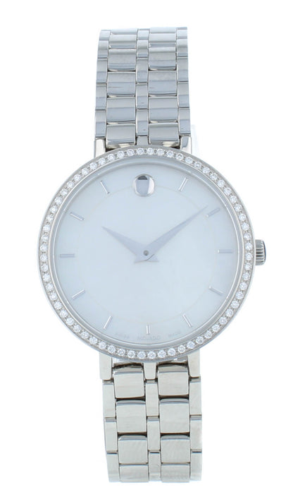 Movado Kora 28mm Quartz White MOP Dial Stainless Steel Ladies Watch 607325