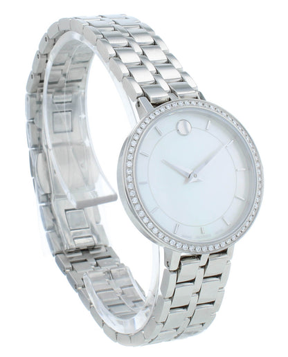 Movado Kora 28mm Quartz White MOP Dial Stainless Steel Ladies Watch 607325