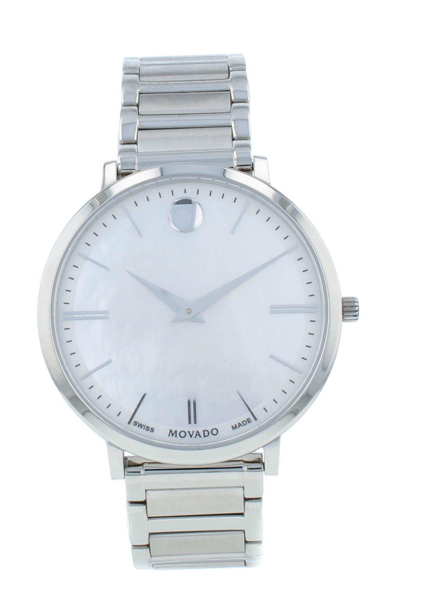 Movado Ultra Slim 35mm Quartz White MOP Dial Stainless Steel Ladies Watch 607170