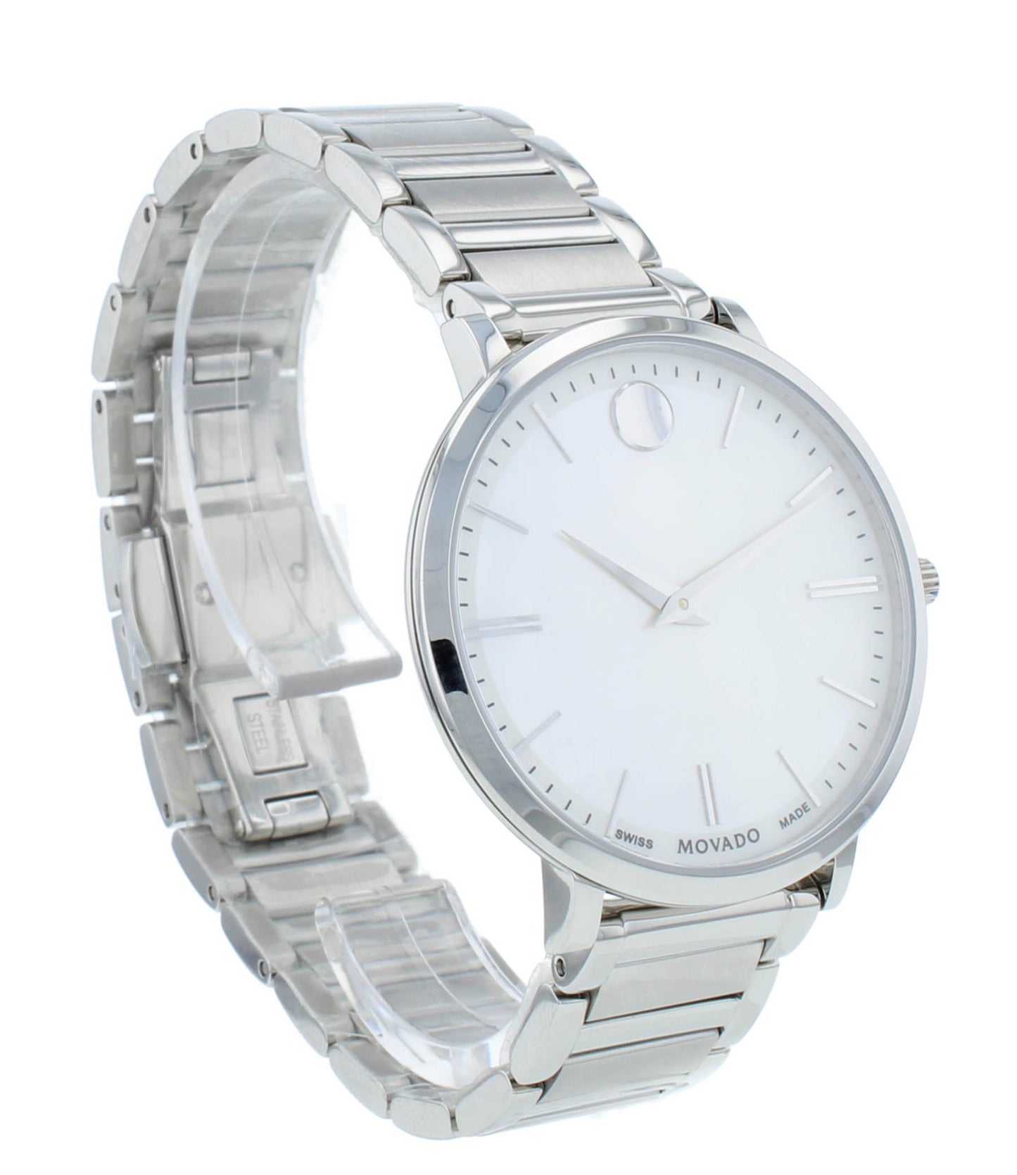 Movado Ultra Slim 35mm Quartz White MOP Dial Stainless Steel Ladies Watch 607170