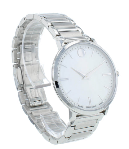 Movado Ultra Slim 35mm Quartz White MOP Dial Stainless Steel Ladies Watch 607170