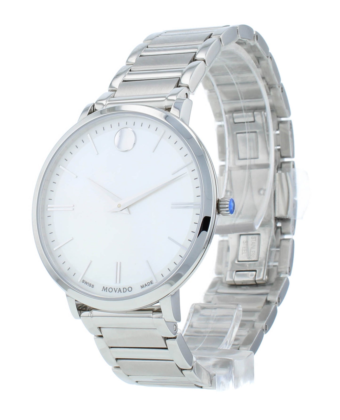 Movado Ultra Slim 35mm Quartz White MOP Dial Stainless Steel Ladies Watch 607170