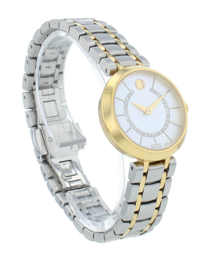 Movado 1881 Automatic 27mm Two-Tone White MOP Diamond Dial Ladies Watch 606921