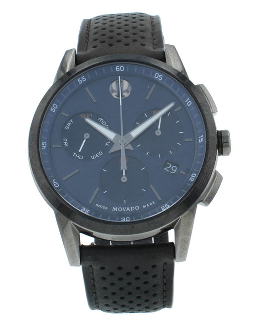 Movado Museum Sport Chronograph 43mm Blue Dial Quartz Men's Watch 607360