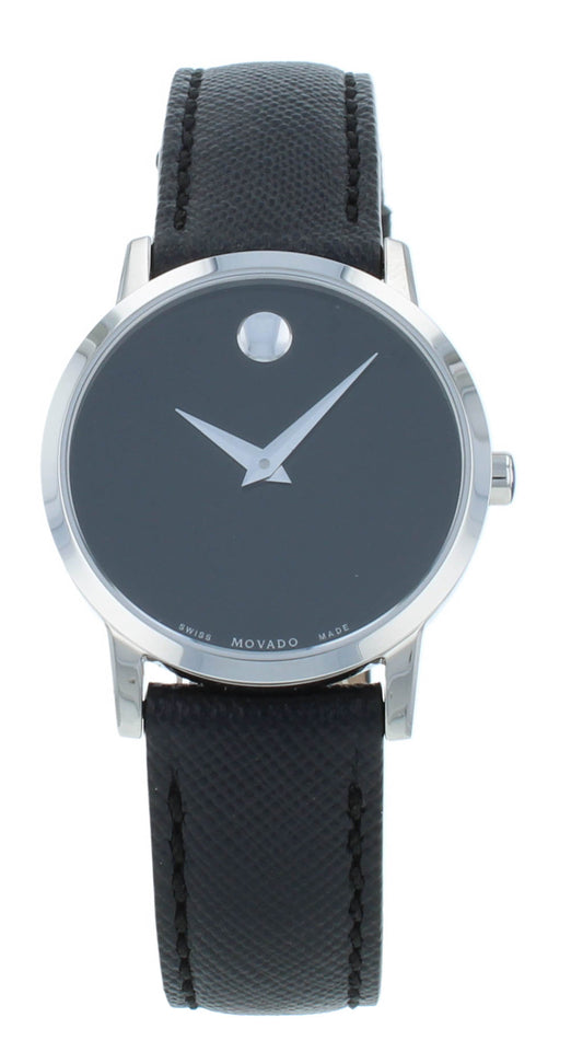 Movado Museum Classic 28mm Black Dial Quartz Ladies Watch 607204