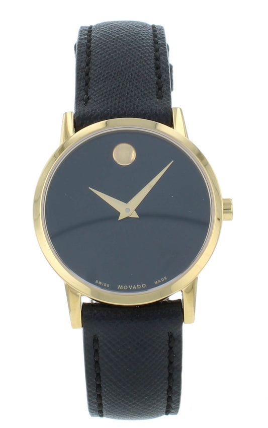 Movado Museum Classic 28mm Yellow Gold Tone Quartz Ladies Watch 607205