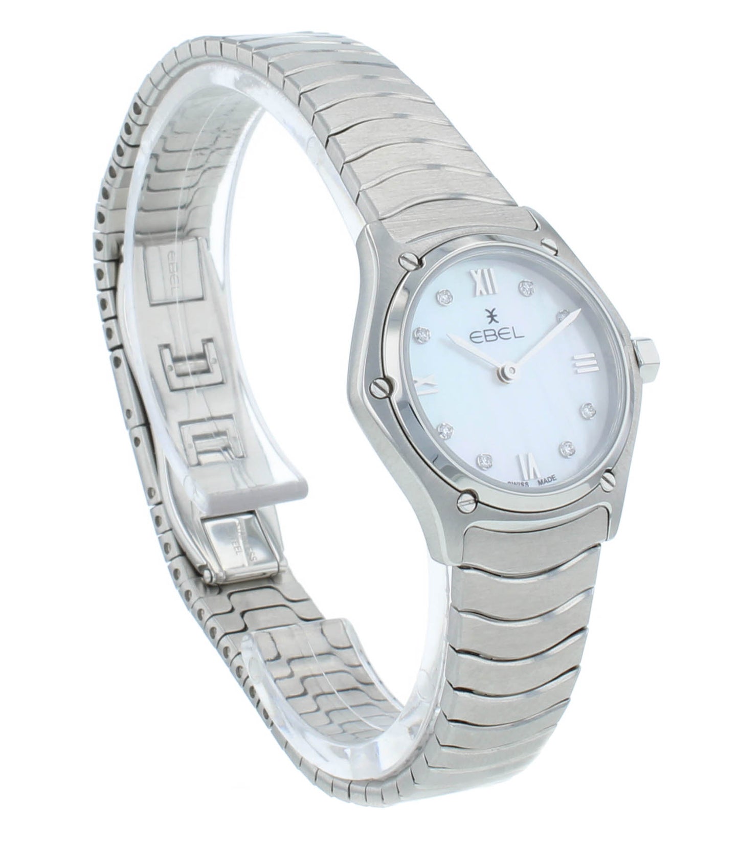 Ebel Sport Classic 24mm Quartz White MOP Dial Diamond Ladies Watch 1216474A