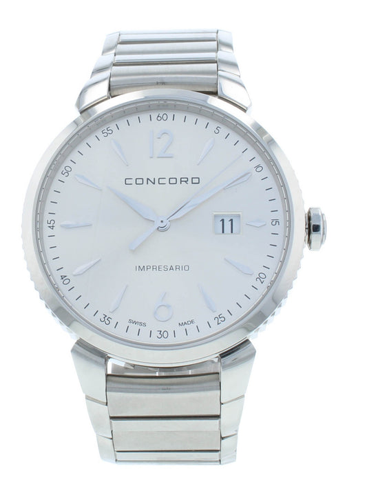 Concord Impresario 41mm Quartz Silver Dial Stainless Steel Men's Watch 320323