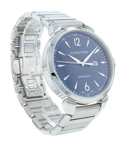 Concord Impresario 41mm Quartz Blue Dial Stainless Steel Men's Watch 320324