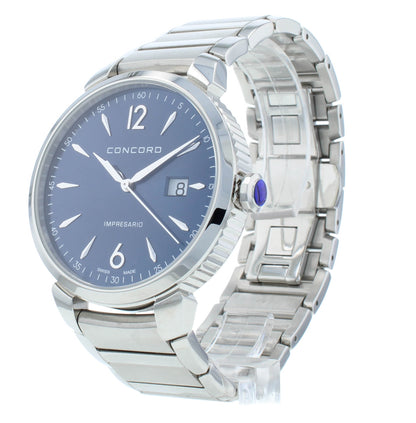 Concord Impresario 41mm Quartz Blue Dial Stainless Steel Men's Watch 320324