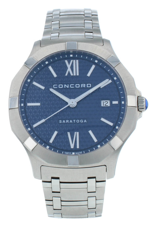 Concord Saratoga Quartz Stainless Steel Blue Dial 40mm Men's Watch 320419